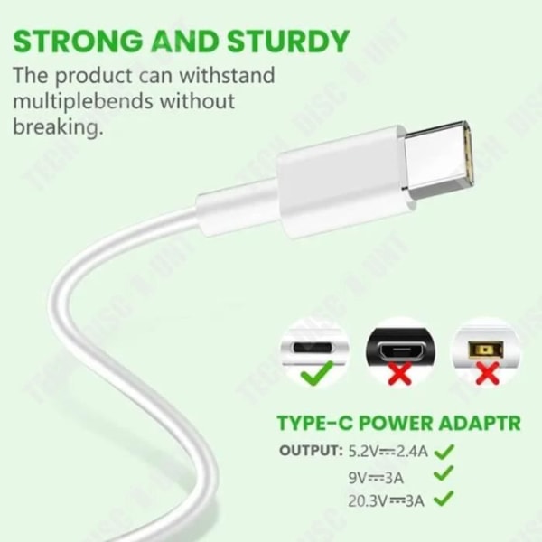 Adapter för dator - TECH DISCOUNT - 61W - Intelligent skydd - Snabbladdning