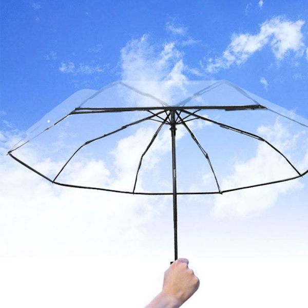 Transparent automatisk paraply TD® Diameter 98cm Design sammenklappelig Ramme af høj kvalitet