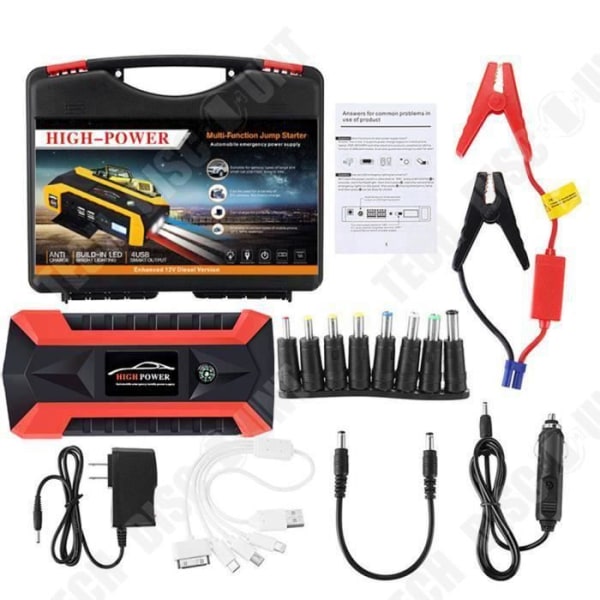 TD® Starter 89800 mAh 12 V LCD 4 USB Pack Booster Bil Batteri Oplader Power Bank Vandtæt Høj Modstand/ Genopladelig