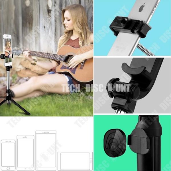 TD® Selfie-stang til Samsung iPhone telefonholder tripod til mobilen fotos forlængbar justerbar teleskopisk bluetooth