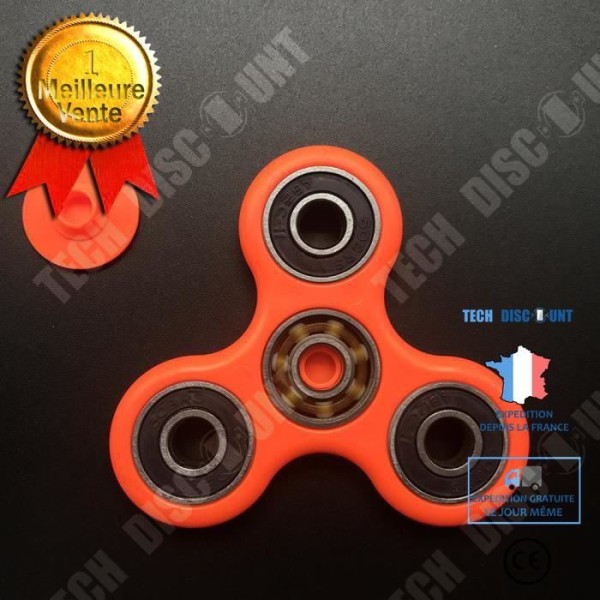 TD® Fidget Spinner Legetøj / Hånd Spinner / Tri-Spinner med Perler i Rustfrit Stål / Anti-stress og Angstsænkende Legetøj. Orange