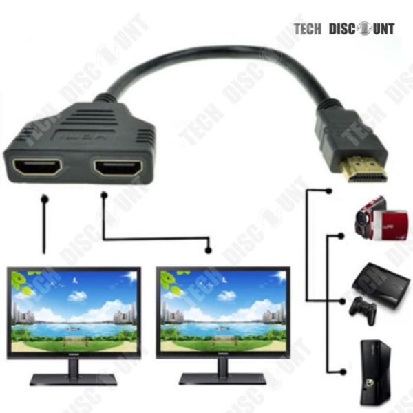 TD® HDMI forlængerkabel 2 linjer computeradapter konverteringsversion 1.4 30 cm sort farve lille praktisk kabel tilslutning