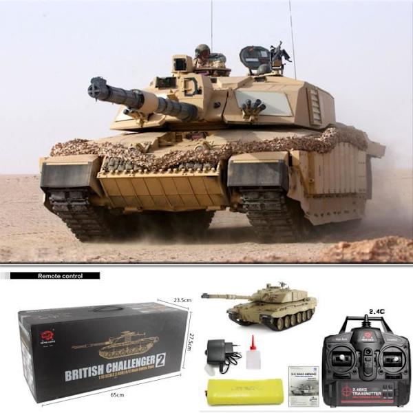 Brittisk fjärrkontroll Tank Car Challenger II Tank 2.4G Elektrisk fjärrkontroll Leksakstank modell Ökengul