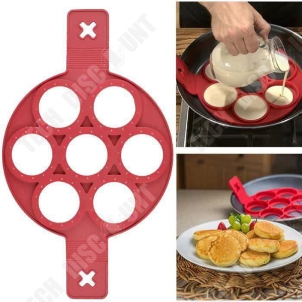TD®V Pannkaksform Non-Stick - 7 äggkakaformar Enkelt köksredskap Silikon - Tillbehör Mjuk form