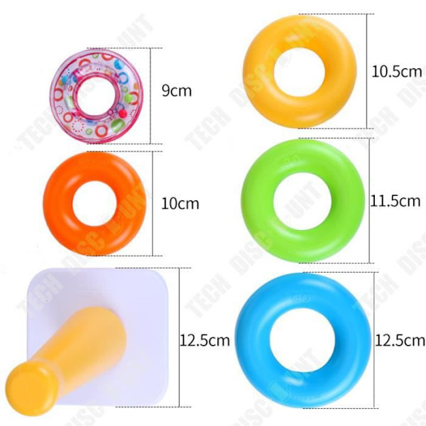 TD® pyramide baby rings stacking wood 9 months plastic nesting rainbow multicolored toy educational game child puzzle circle Flerfärgad
