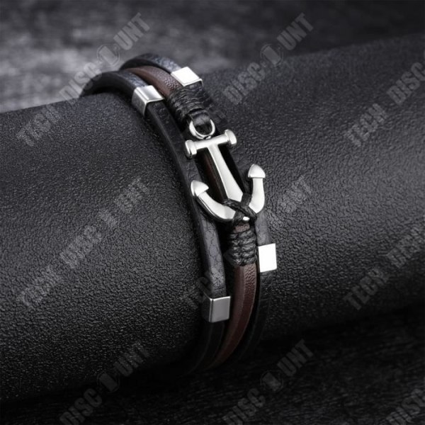 TD® Personlighed mode anker multilag titan stål Armbånd i læder retro mænds hånd smykker Armbånd i læder 210mm