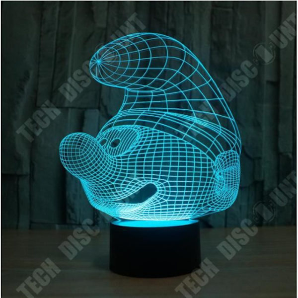 TD® Julegave til børn 3D Smølfer i form af natlys LED 7 farver skifter skrivebord lampe Værelses dekoration C