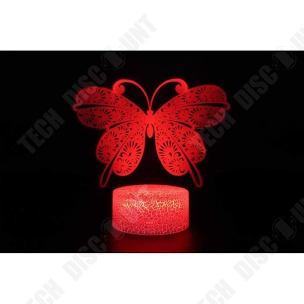 TD® Optisk bordslampa dekorativ touch 7 färger optisk illusion - fjärilsmodell - låg förbrukning USB-kabel 3 AAA-batterier