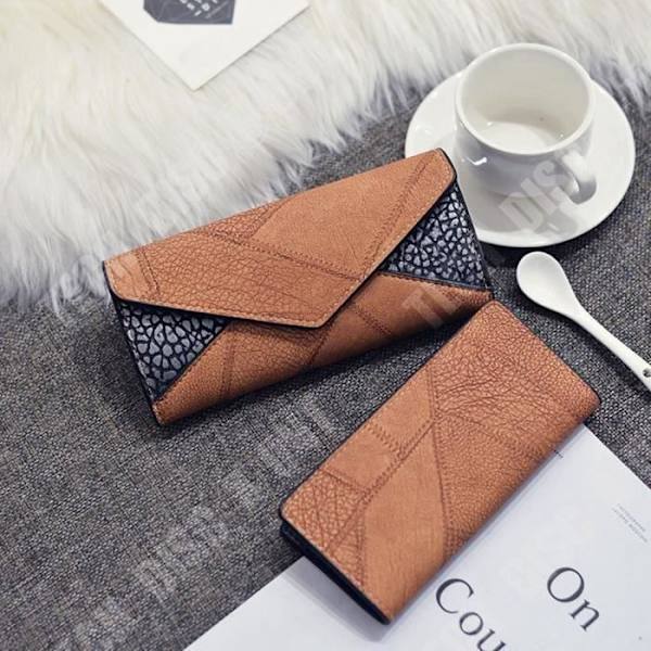 TD® Damer Daglig Brug Clutch Kvalitets Håndtaske Mode Pung Brun Dobbelt Farve