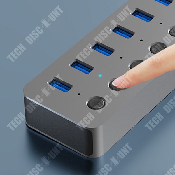 TD® 7 Port USB3.0 Hub High Speed med snabbladdningsdatahubb med 1M förlängningskabel för bärbara datorer etc.