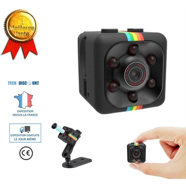 Mini Overvågningskamera - TECH DISCOUNT - Nattesyn - 1080P - Indbygget Batteri SVART