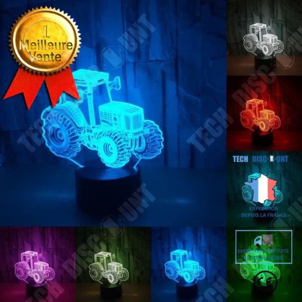 TD® 3D LED-lampa Traktorform 7 färgbyte Touch Switch LED Nattljus Akryldekoration Nattljuspresent