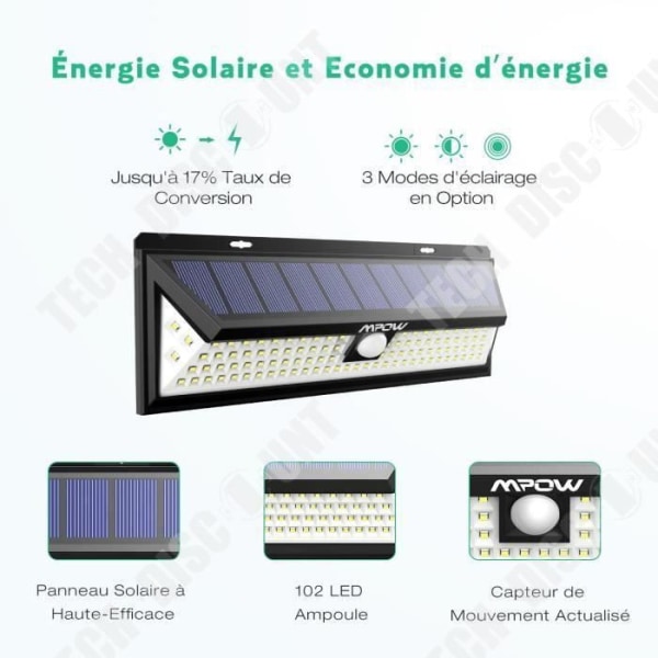 TD® Set med 2 delar LED Solar Lights Utomhus/ Vattentät Solar Lamp Rörelsesensor 3 Ljuslägen 270°