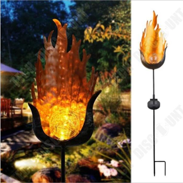 TD® Solar Outdoor Street Light - LED Retro Järn Brons Solvinkel Mars Solar Lampor Flame Light Trädgård Gräsmatta Lyktstolpe