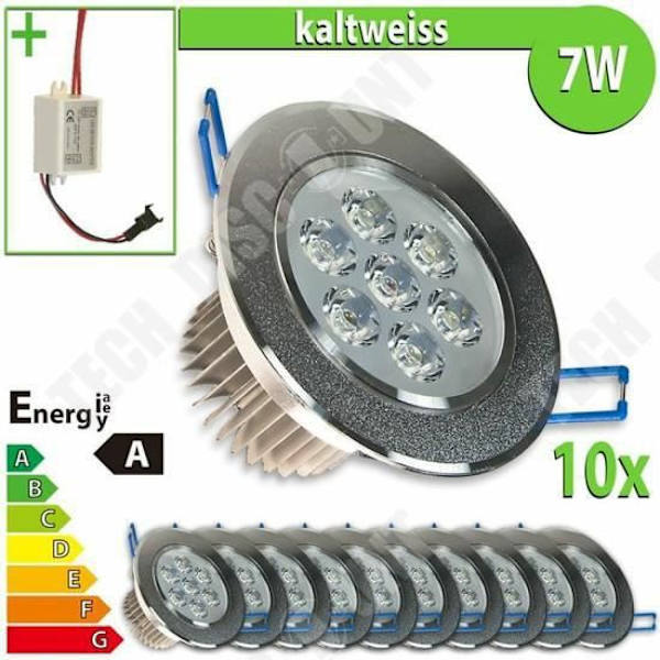 TD® 10x LEDVero LED Spot indbygget 7W rund form kold hvid.