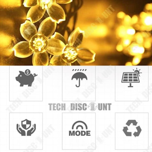 TD® String Light Garland Födelsedag Jul Bröllop Blommor Färg Belysning Dekoration Utomhus utomhusfest Vattentät trädgård