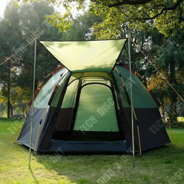 TD® Dobbeltlags hexagonalt telt med fuldautomatisk opsætning til multi-personer camping med hurtig åbning