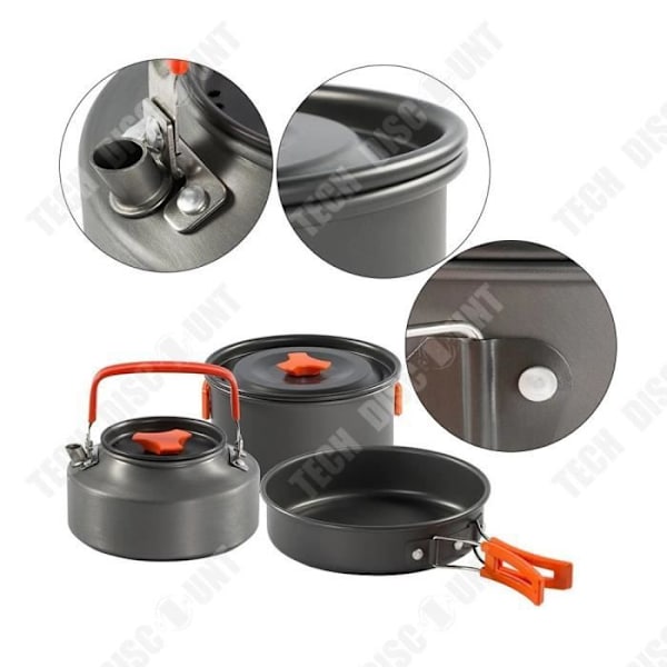 TD® Bärbar Camping Köksredskap Set Non-stick Köksredskap Set Aluminium Picknickskålar - Typ matlagningsset -C