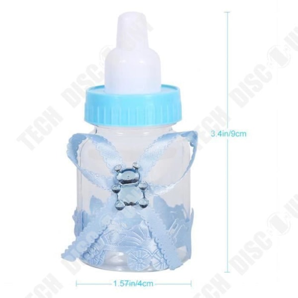 TD® 50 delar Rhinestone Mini Nappflaska Favor Box Set - Bear Dekoration Godis Box Baby Dop Present (Blå)