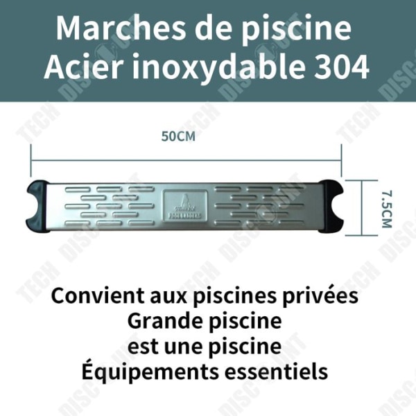 TD 3-delad Simbassängsteg Simbassängstege Säkerhetsstege Simbassängstege Steg 50x7,5x2,5cm Rostfritt stål Vikt 2kg