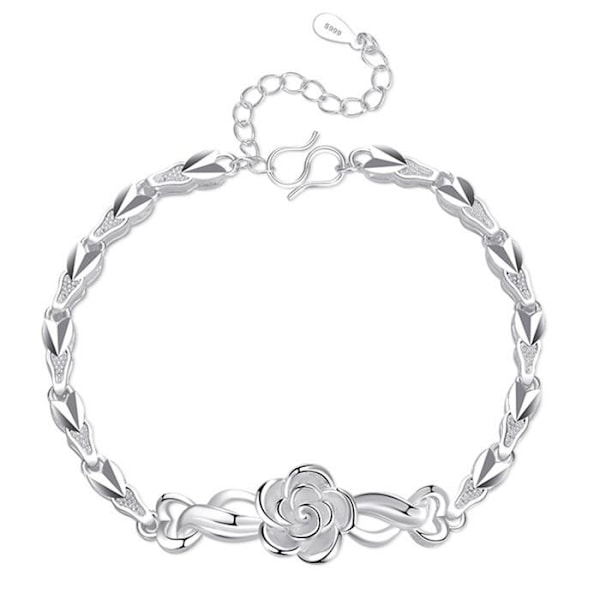 Armbånd - TD® - Blomst i sølv - 18+5 cm - Justerbar - Trendy design silver-