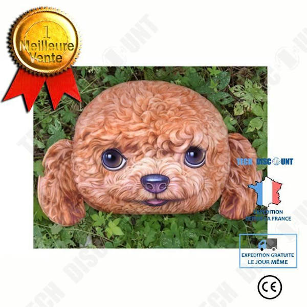 TD® Hundehoved-formet pude / 3D Kreativ sød bamse gave Hjem Deko / Stue sofa
