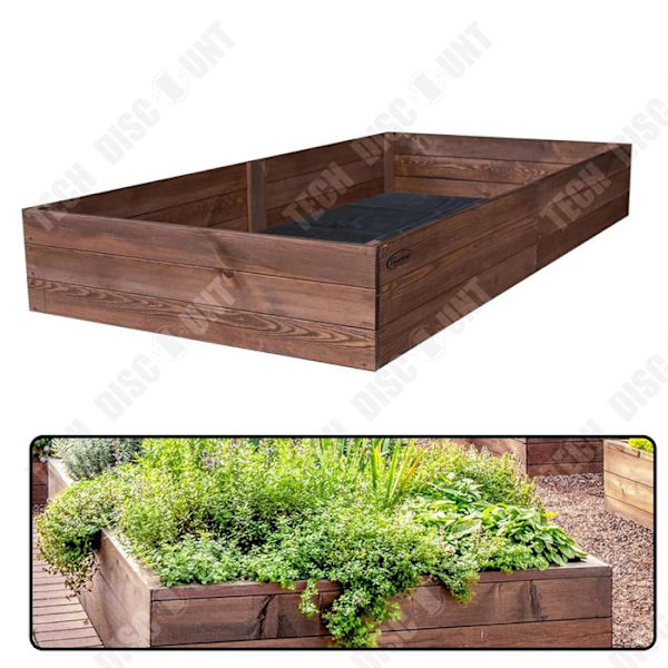 TDPots ulkokukkien puutarhaulkoilupotentti neliönmuotoinen, raskasta kyllästettyä puuta 120x100x27cm Esivalmisteet, helppo koota