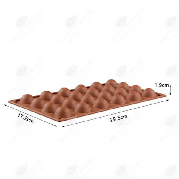 HTBE® 24 grand demi-cirkel chokolade murstensrød spiselig silikone kage pudding gør-det-selv sæbe håndlavet halve sfære form