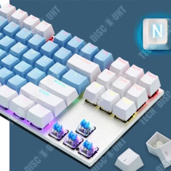 TD® 87 Key Wired Green Axis Mekaniskt tangentbord med matchande RGB-ljusfärg