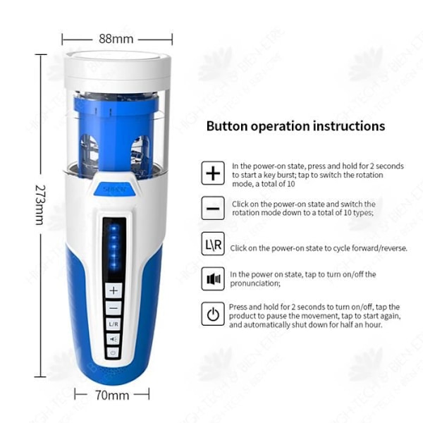 HTBE® Vortex kolv flygplanskopp vuxen ger scenröst manlig tyst USB-laddning automatisk rotation och indragning