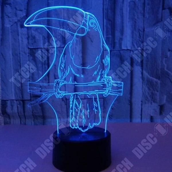 TD® Dekorativ berøringsoptisk lampe 7 farver optisk illusion - model tucan - lavt forbrug kabel USB eller 3 AAA-batterier