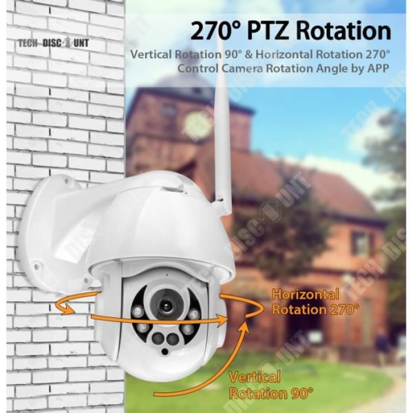 TD® Övervakningskamera 10 meter vit vattentät trådlös anslutning hemsäkerhet utomhus zoom mörkerseende 2,5 tum