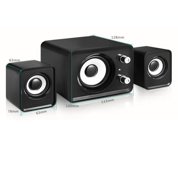 2.1 højtalere - INN - Mini USB-højtalere - 11W - Sort - Kablet