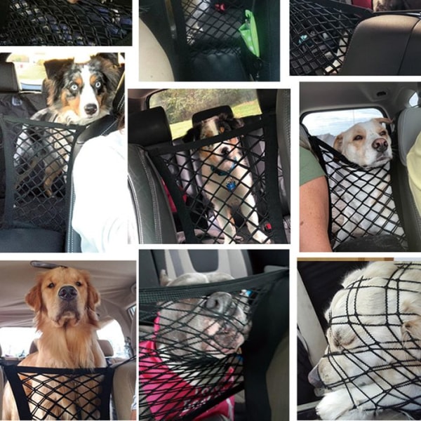 TD® Car Rear Pet Isolation Net, andningsbart och bekvämt bilförvaringsnät, ficka