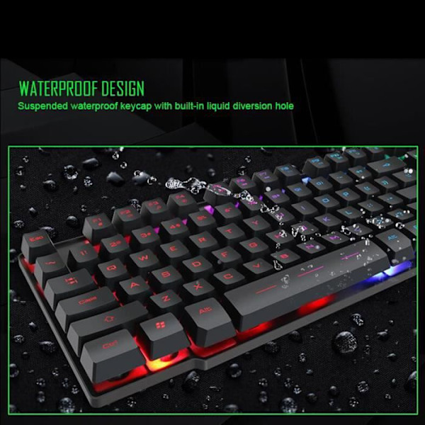 Gamingtangentbord och mus, LED-bakgrundsbelysning Regnbåge Ljusstyrka Färger Kabelanslutet USB Spelartangentbord och -mus