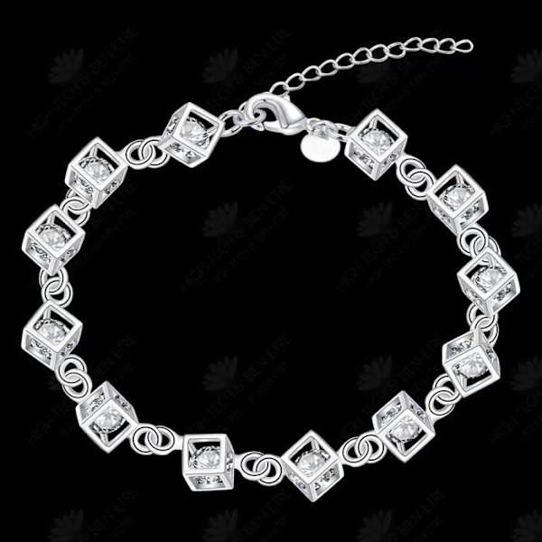 HTBE® Armband Gourmette Perfekt present för Kvinna/Flicka Räkna av Kubar med zirkonkristaller inuti/Armband i Silver 925 /10 Silver