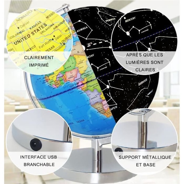 TD® Ljusande jordglob LED ekologisk satellitseende interaktiv roterande inredning autonom befolkningstäthet