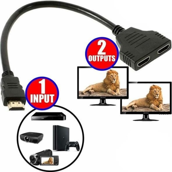 2 X Adapter Hane HDMI-uttag till Dubbel HDMI-hona Multi-socket HDMI-omkopplare