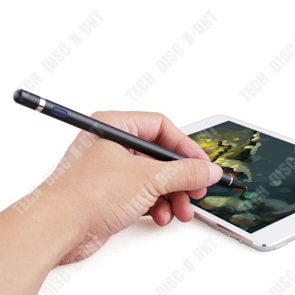 TD® USB-ladet sort æblepen til iPad - universel aktiv capacitiv touchscreen-pen, der er kompatibel med bærbare enheder.
