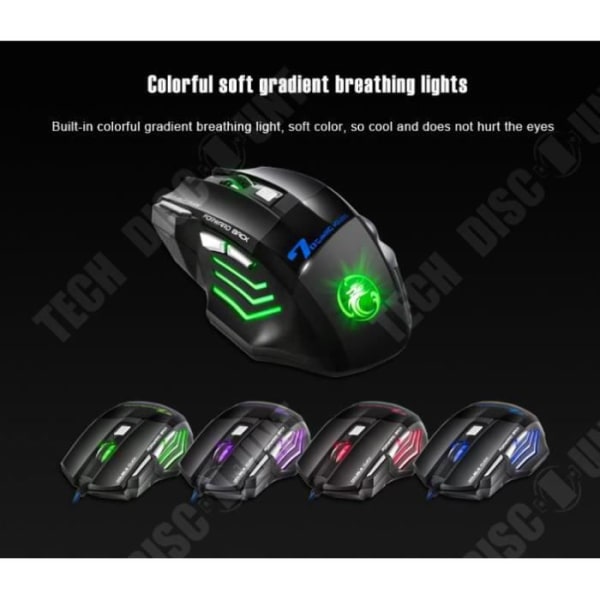 TD® Gamer-mus 3200 DPI LED Optisk Gamer-mus Spilmus med 7 knapper med ledning PC-mus Computer-gamingmus