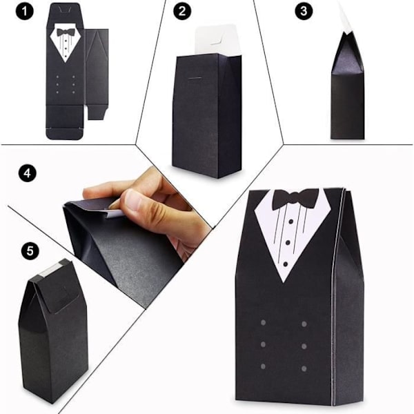 TD® Pakke med 100 stk. Bouquets til bryllupsgaver til gæster - 50 stk. Brudgom sort + 50 stk. Brud hvid, chokolade konfekture