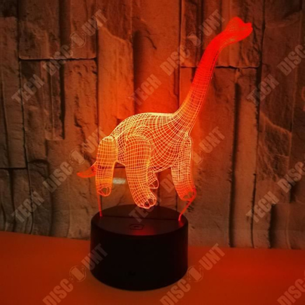 TD® Dekorativ berøringsfølsom optisk lampe 7 farver optisk illusion - model diplodocus - lavt forbrug USB-kabel 3 AA-batterier