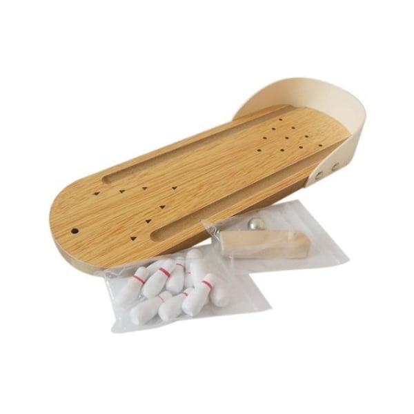 Träleksak för barn och vuxna, storlek: 29,5 X 10 cm Klassisk bordsbollleksak Mini bowlingspel - 155536
