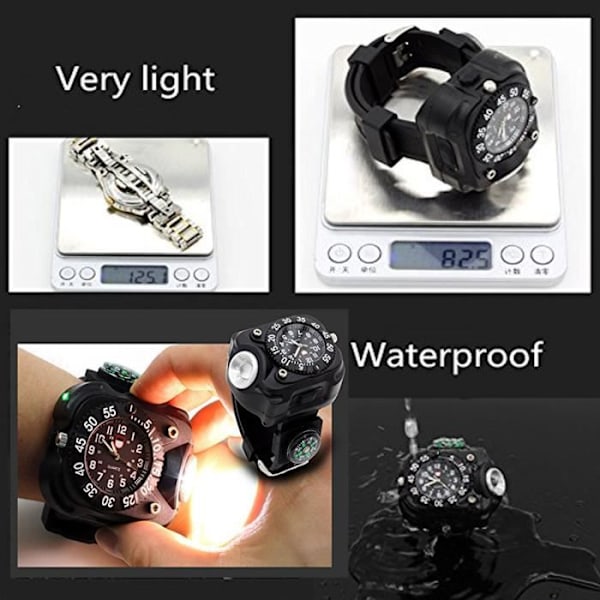 Lommelygte - LCC - 200 Lumen - 3W LED - Genopladelig USB - 4 Lyskilder Svart
