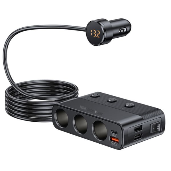 Auto laturi - TD® - Älykäs tupakansytytin - 4 USB-porttia - 128W teho - Yhteensopiva