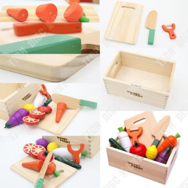 TD® Pedagogiska träskurna fruktleksaker för barn Färger Matning Roliga lekfulla lärandespel Grönsaker Kök