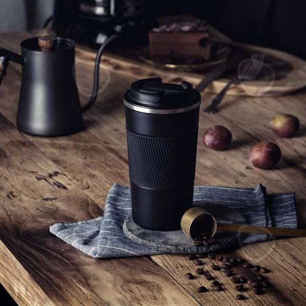 CONFO® Kaffekop, termoflaske, kølemugge, rustfrit stål, bærbar, praktisk, kreativ, skridsikker til bil, fars dag