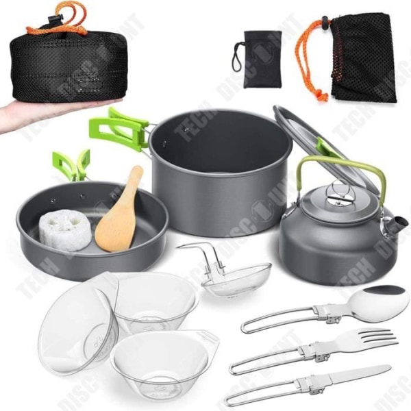 TD® Bärbar Camping Köksredskap Set Non-stick Köksredskap Set Aluminium Picknickskålar - Typ matlagningsset -C