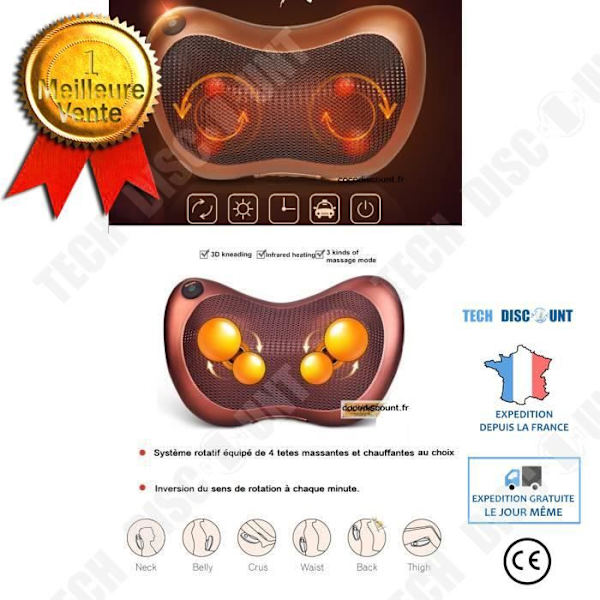 TD® Uppvärmd massagekudde / Shiatsu huvudmassageapparat Wellnessmassager / massagekudde med 4 huvuden SQ-B202