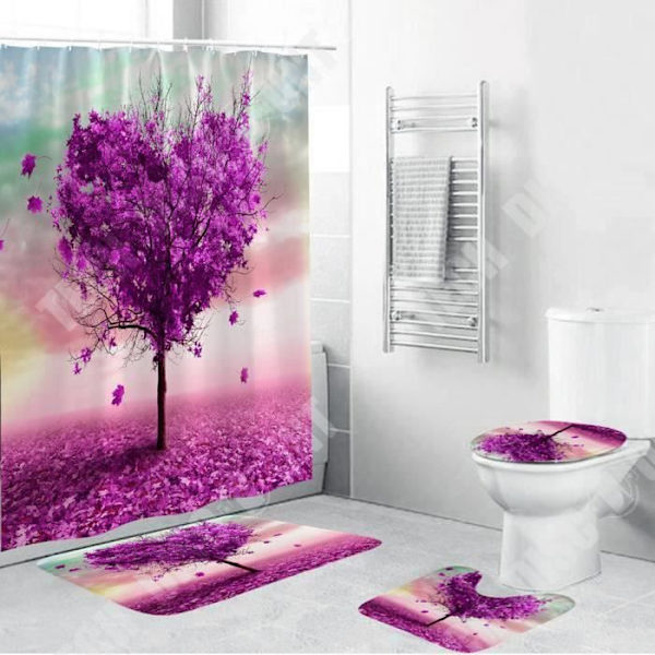 TD® 4 Stykker Brusemåtte/ Gardin/ Antiskrid Toiletbetræk i Polyester Dække Mat / Badeværelses Sæt